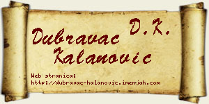 Dubravac Kalanović vizit kartica